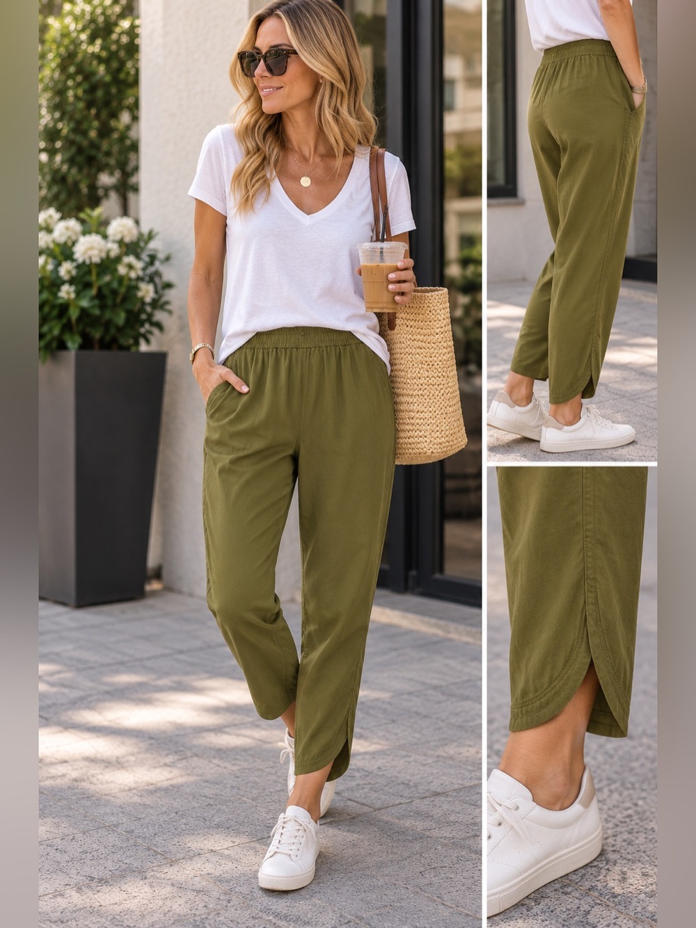 Madewell Pickle Green Track Pants Size XL Tapered Pull On Coffee Run Everyday